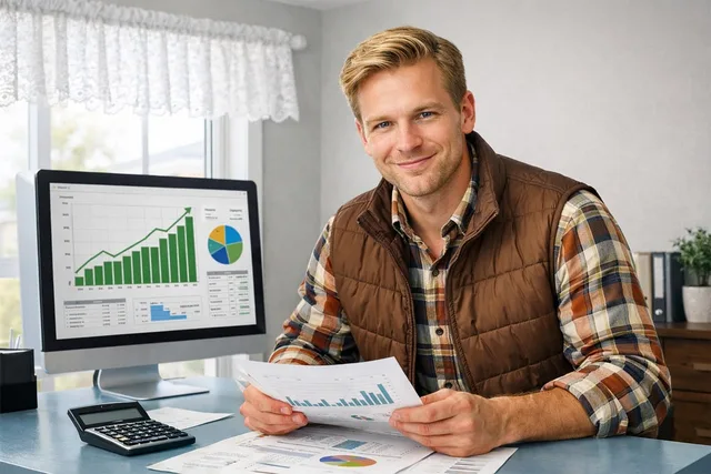 man, accountant, charts, viewing, graph, computer, office, form, submission, accounting, positive feelings, analysis, smiling, tabs, data processing, remote study, jacket, business, precise. Tax preparation referral program: channels and tracking